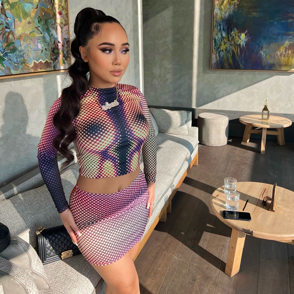 SINEAD GOREY - DIGITALLY PRINTED LASER BODYCON SKIRT SET